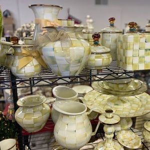 COPY - Mackenzie Childs Parchment Check pitcher NEW